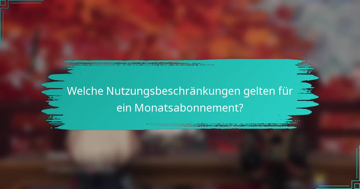 Welche Nutzungsbeschränkungen gelten für ein Monatsabonnement?